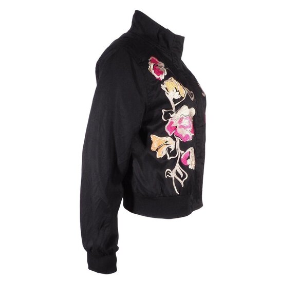 Context Womens Jacket Size S Floral Embroidered Nehru Black Pink Orange Silver - Picture 4 of 8